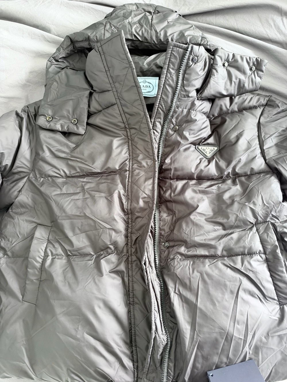 Prada black Hooded Quilted Puffer Jacket - Picture 5 of 12